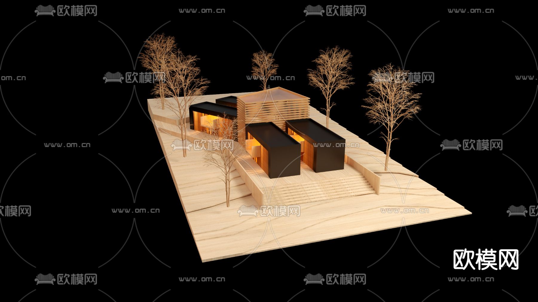 木屋手工雕塑 木雕雕塑su模型下载（渲染图1）