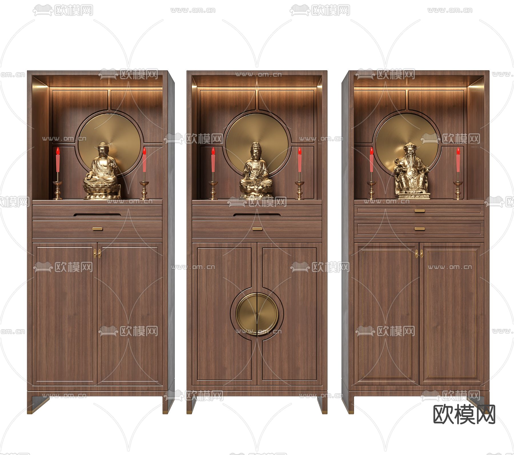 新中式佛龛 神龛 神柜3d模型下载（渲染图1）