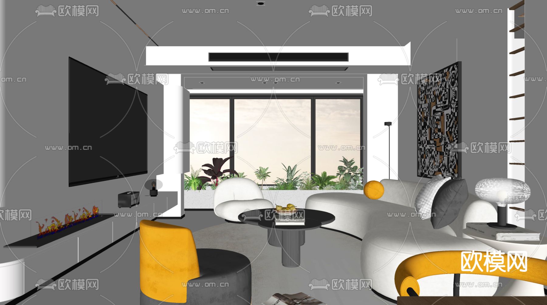 现代客餐厅su模型