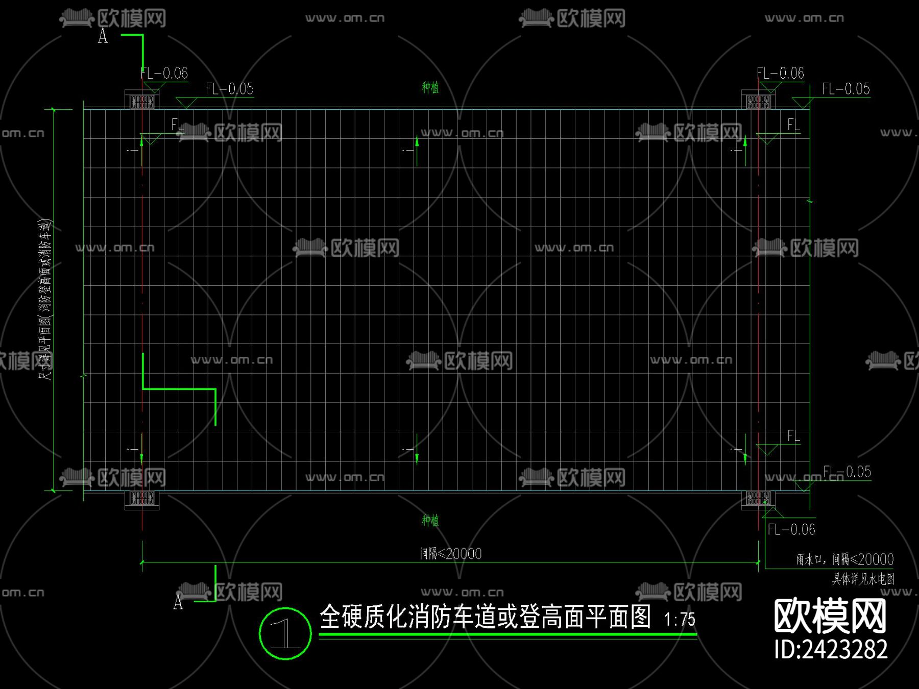 消防车道登高面标准设计cad施工图下载（渲染图3）