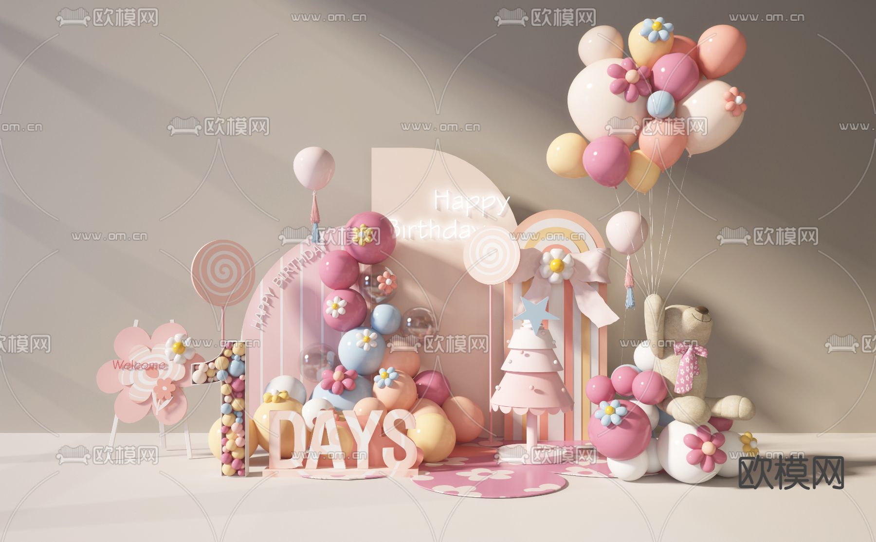 宴会美陈su模型下载（渲染图1）