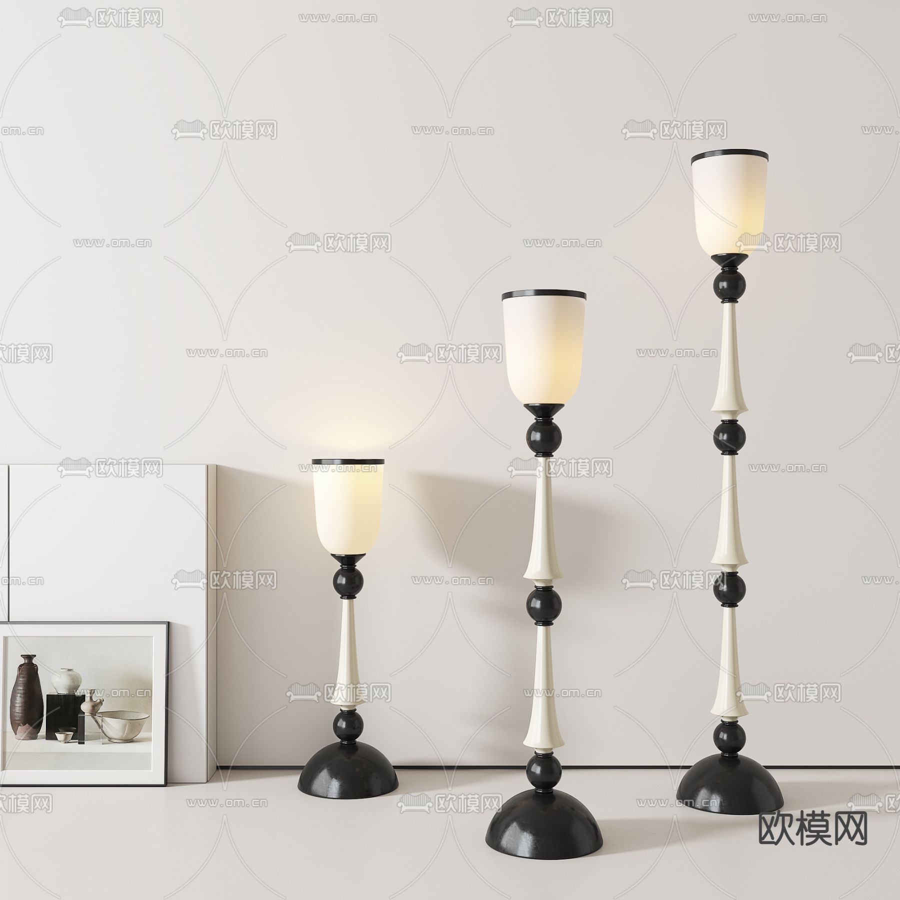 中古风落地灯3d模型下载