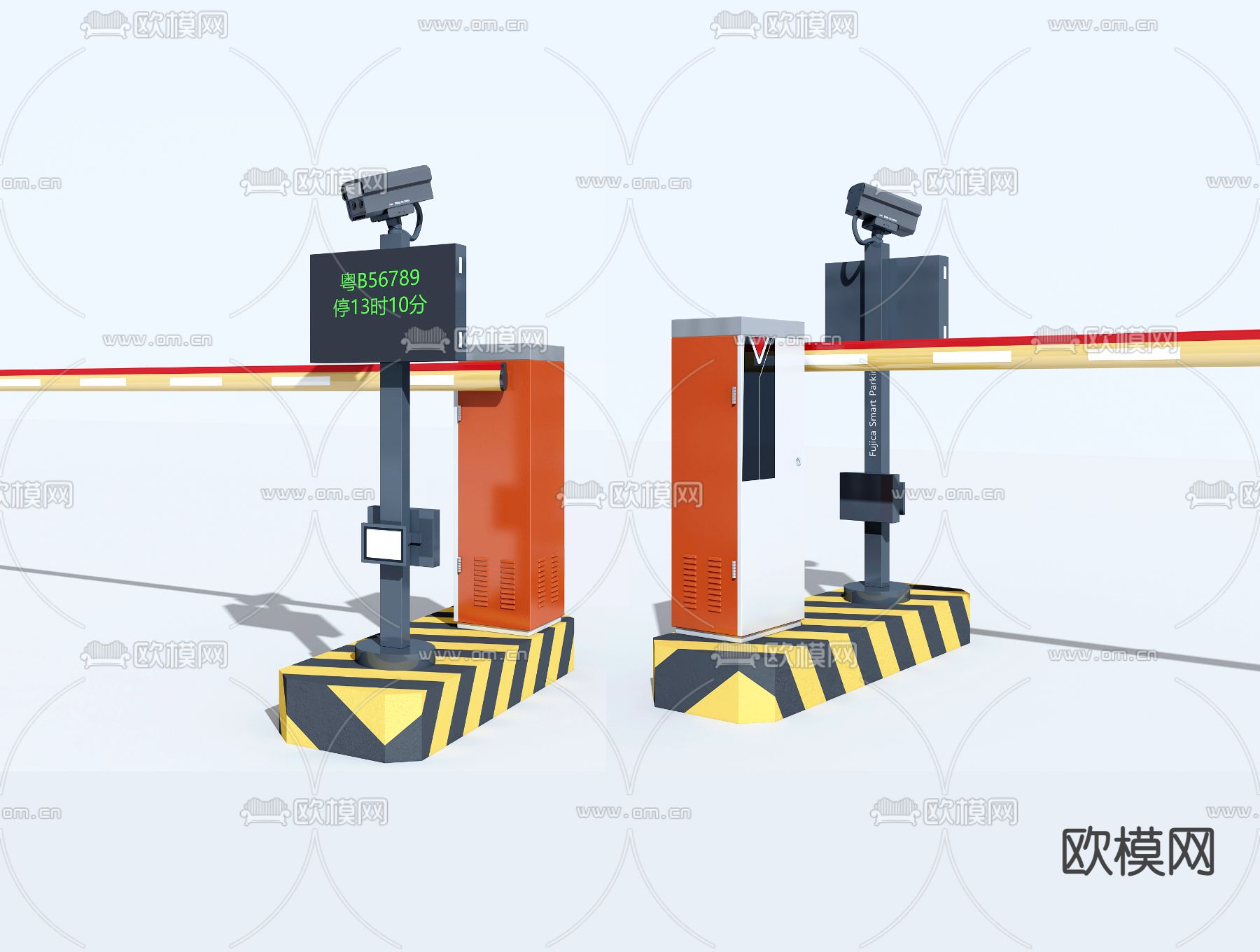 感应闸 收费杆3d模型下载（渲染图3）