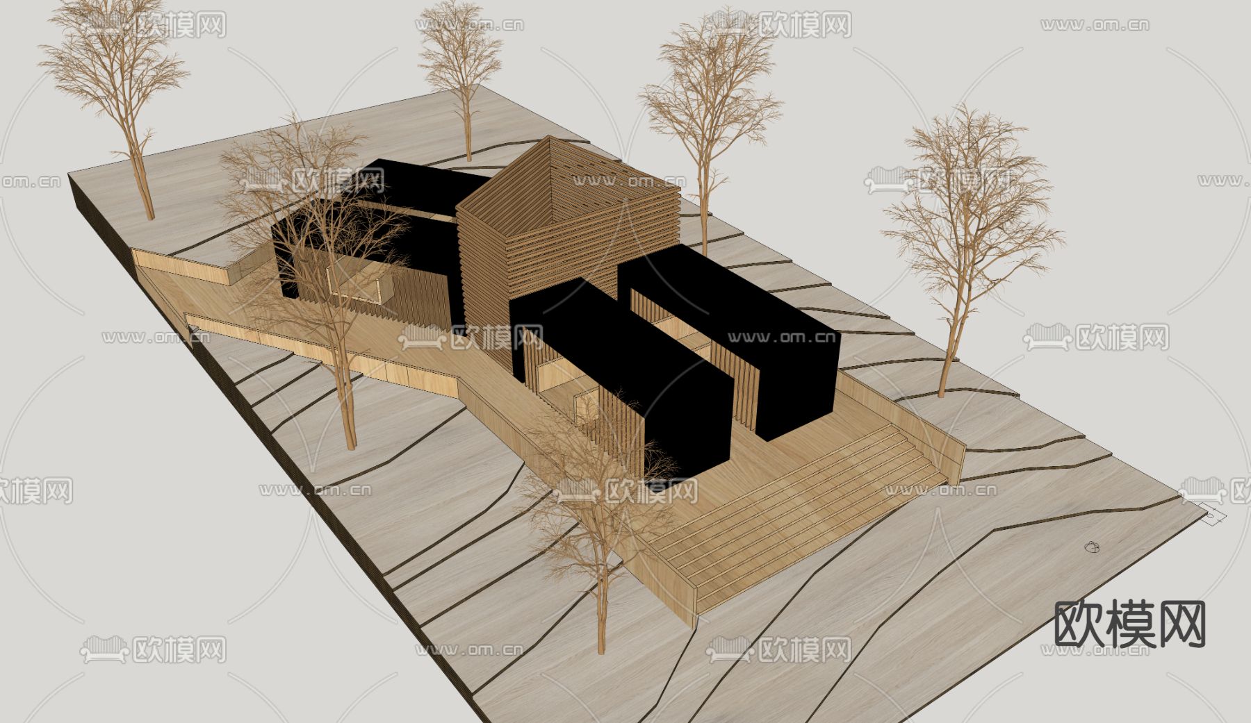 木屋手工雕塑 木雕雕塑su模型下载（渲染图2）