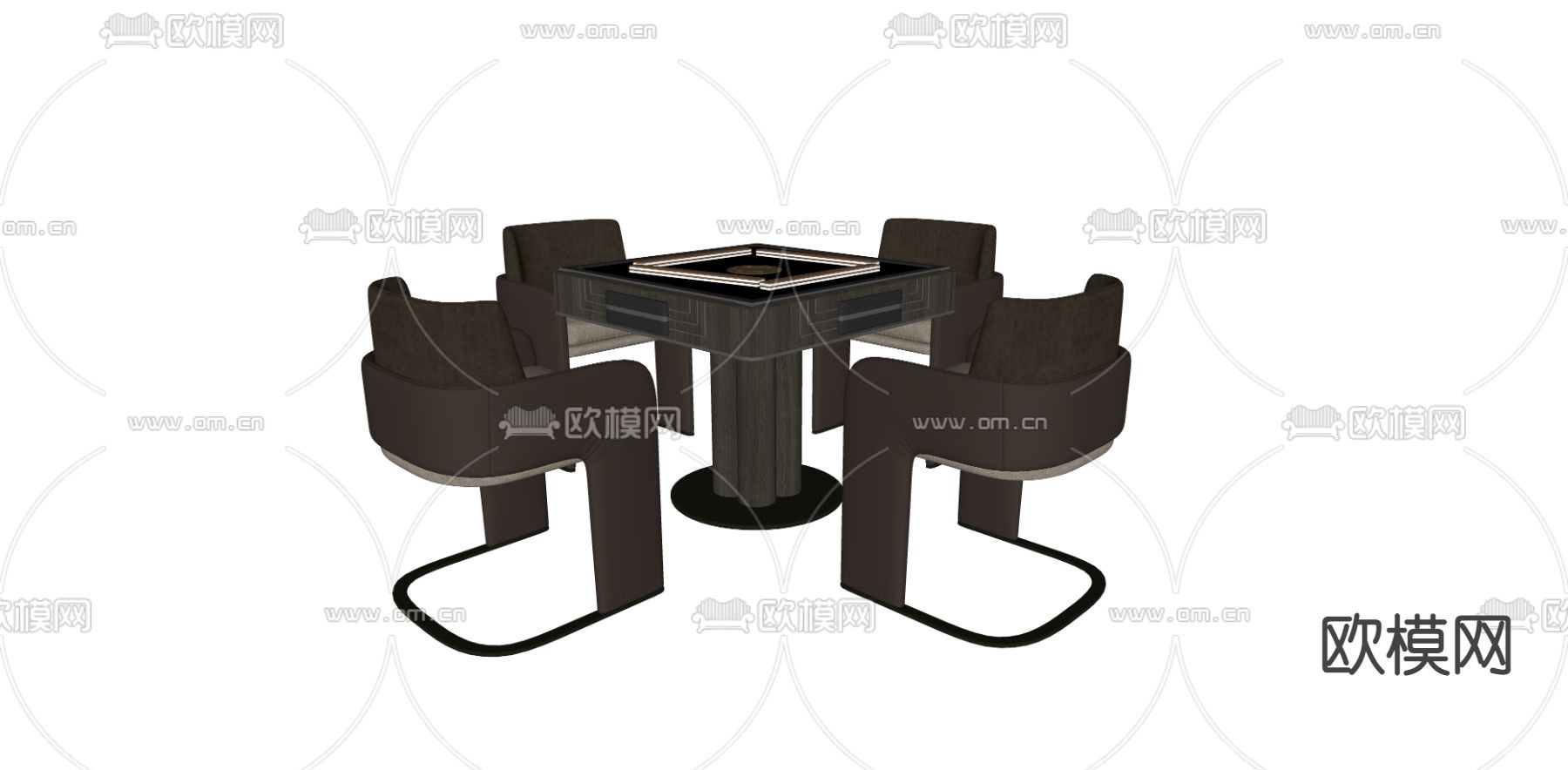 麻将桌su模型下载（渲染图2）