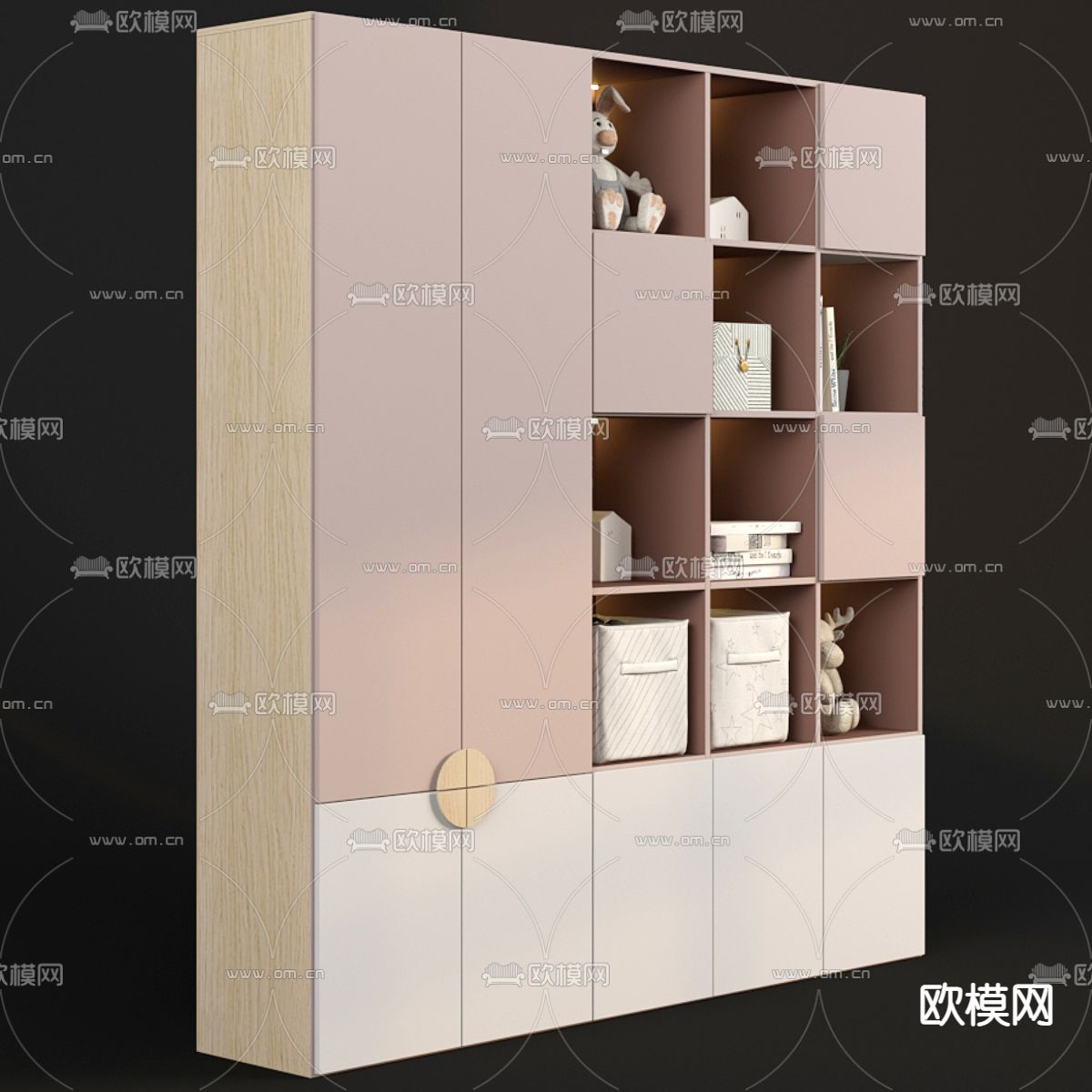 现代儿童书柜3d模型下载（渲染图3）