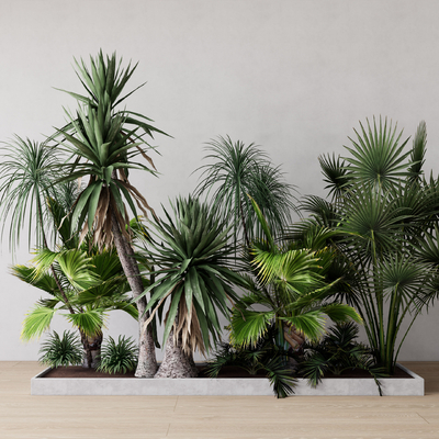  热带绿植堆小品su模型 