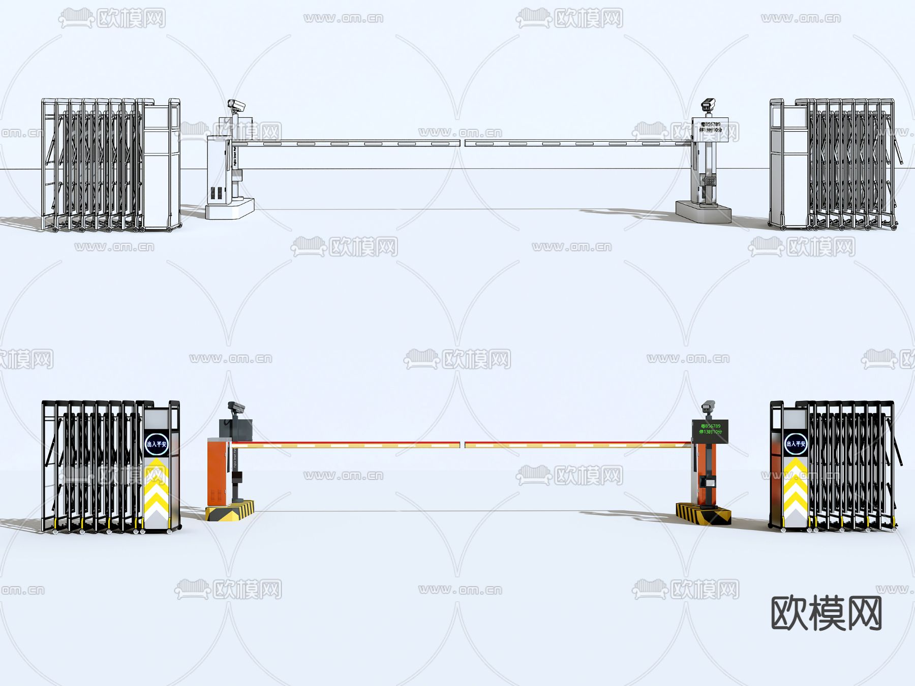 感应闸 收费杆3d模型下载（渲染图2）