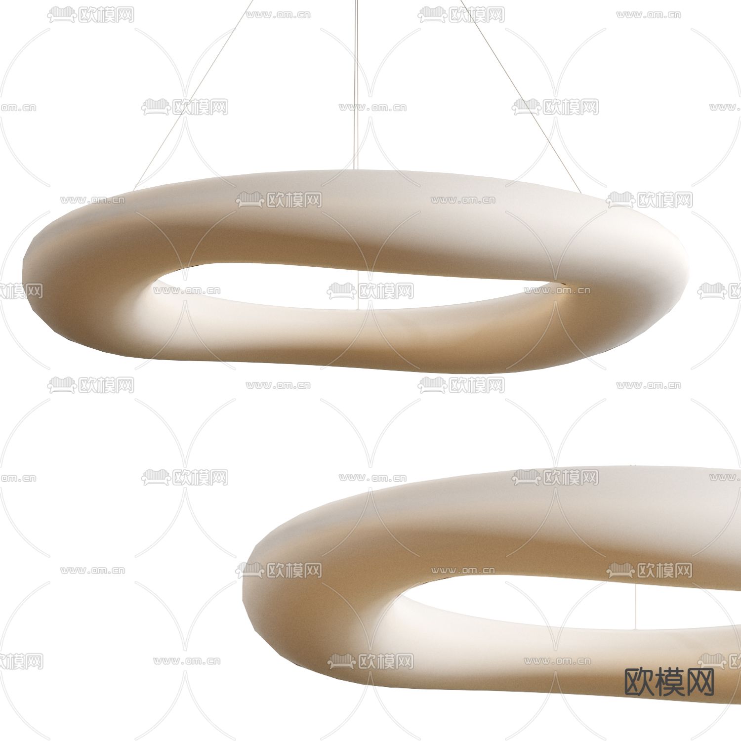 奶油风环形吊灯3d模型下载_ID12249688_3dmax免费模型-欧模网