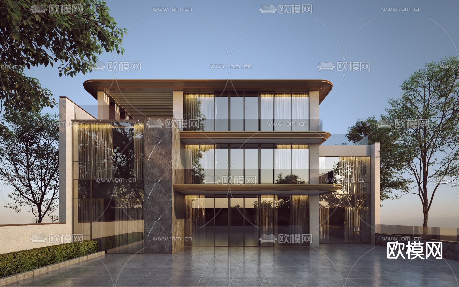 独栋别墅外观3d模型下载