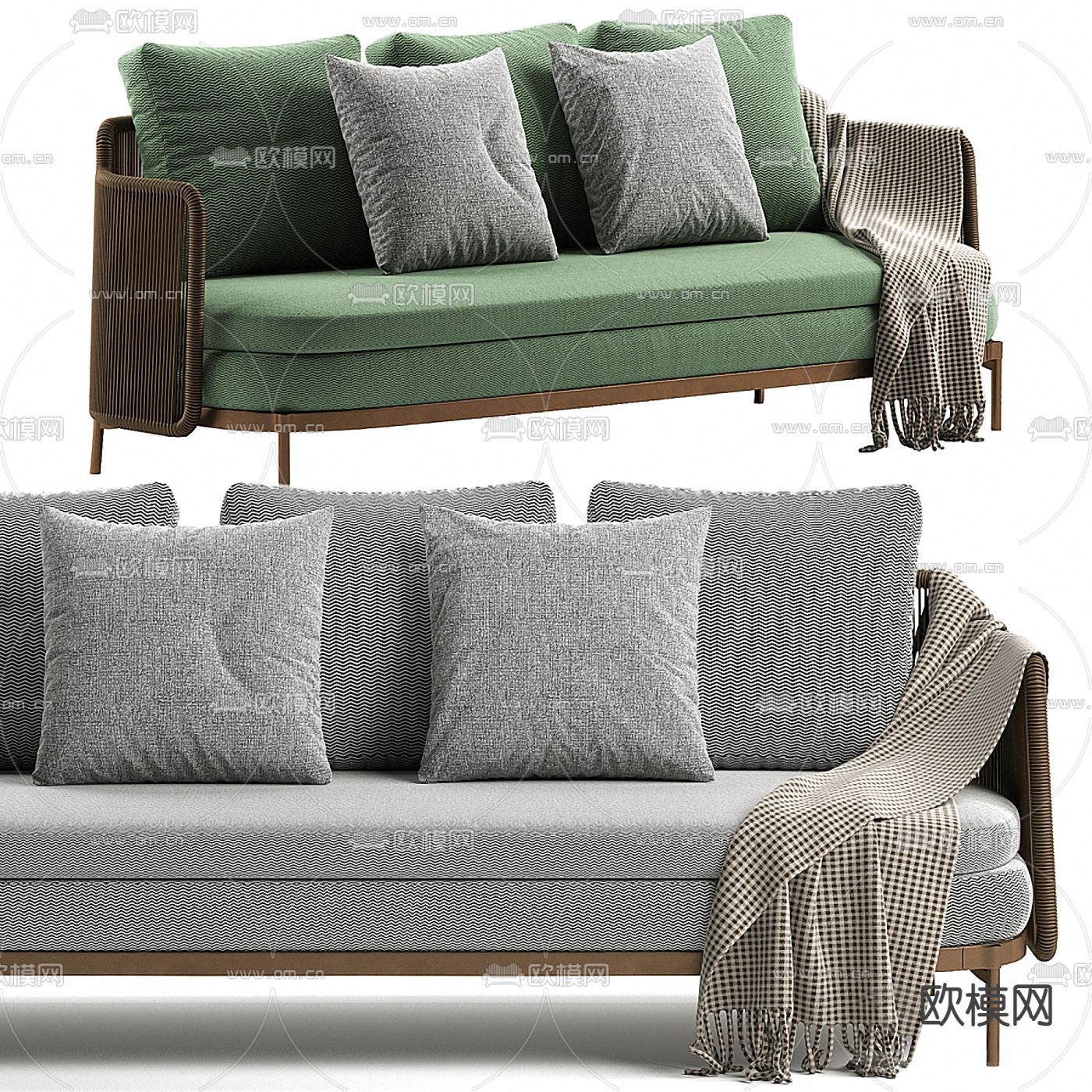 布艺户外沙发su模型下载（渲染图1）