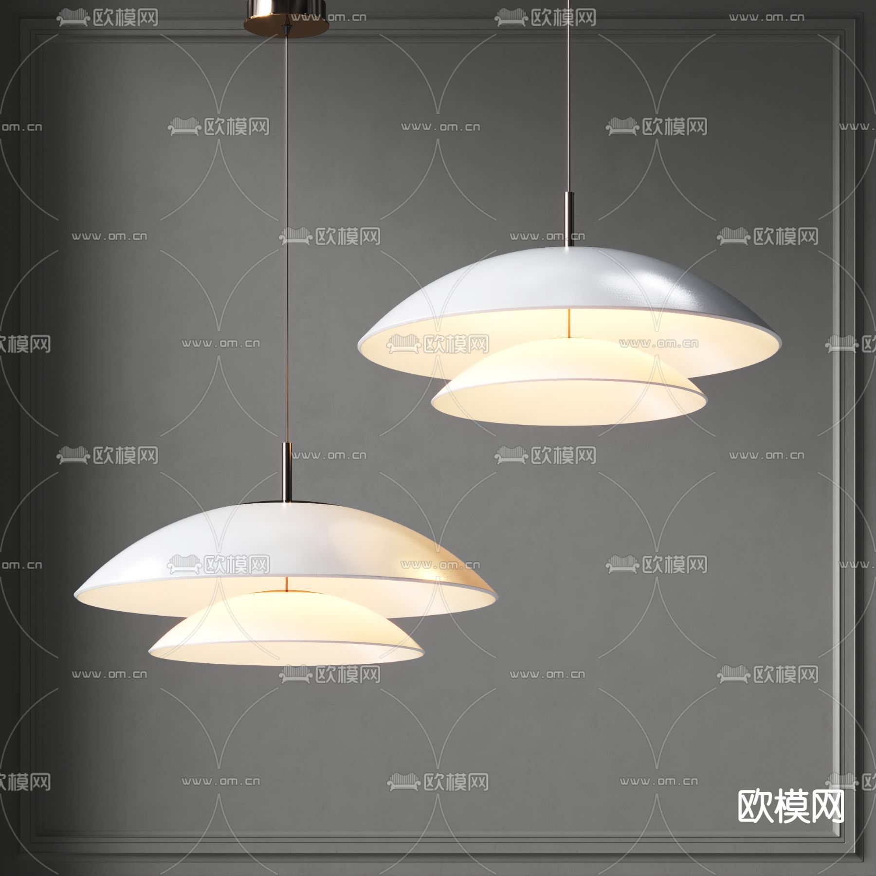 现代双层吊灯3d模型下载_ID12249983_3dmax免费模型-欧模网
