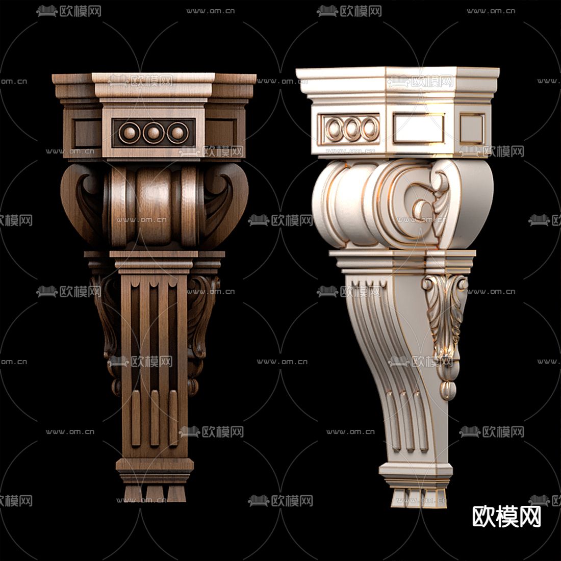 欧式雕花梁托柱头3d模型下载_ID12249765_3dmax免费模型-欧模网