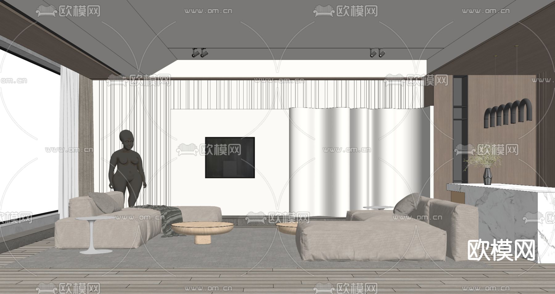 现代客厅su模型