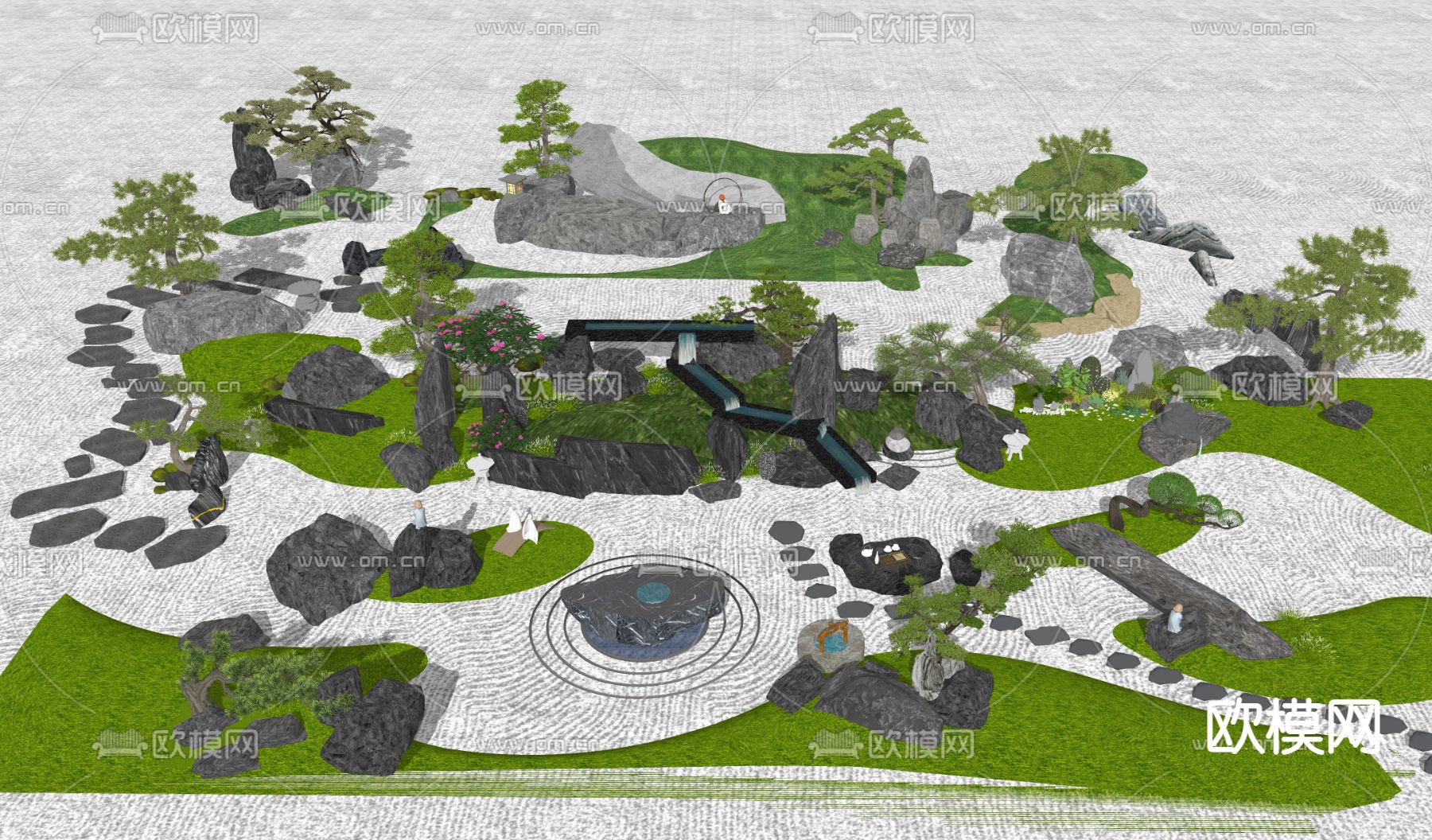 枯山水 庭院景观小品su模型