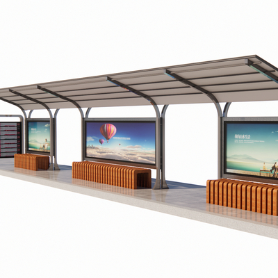  现代公交车站台su模型 