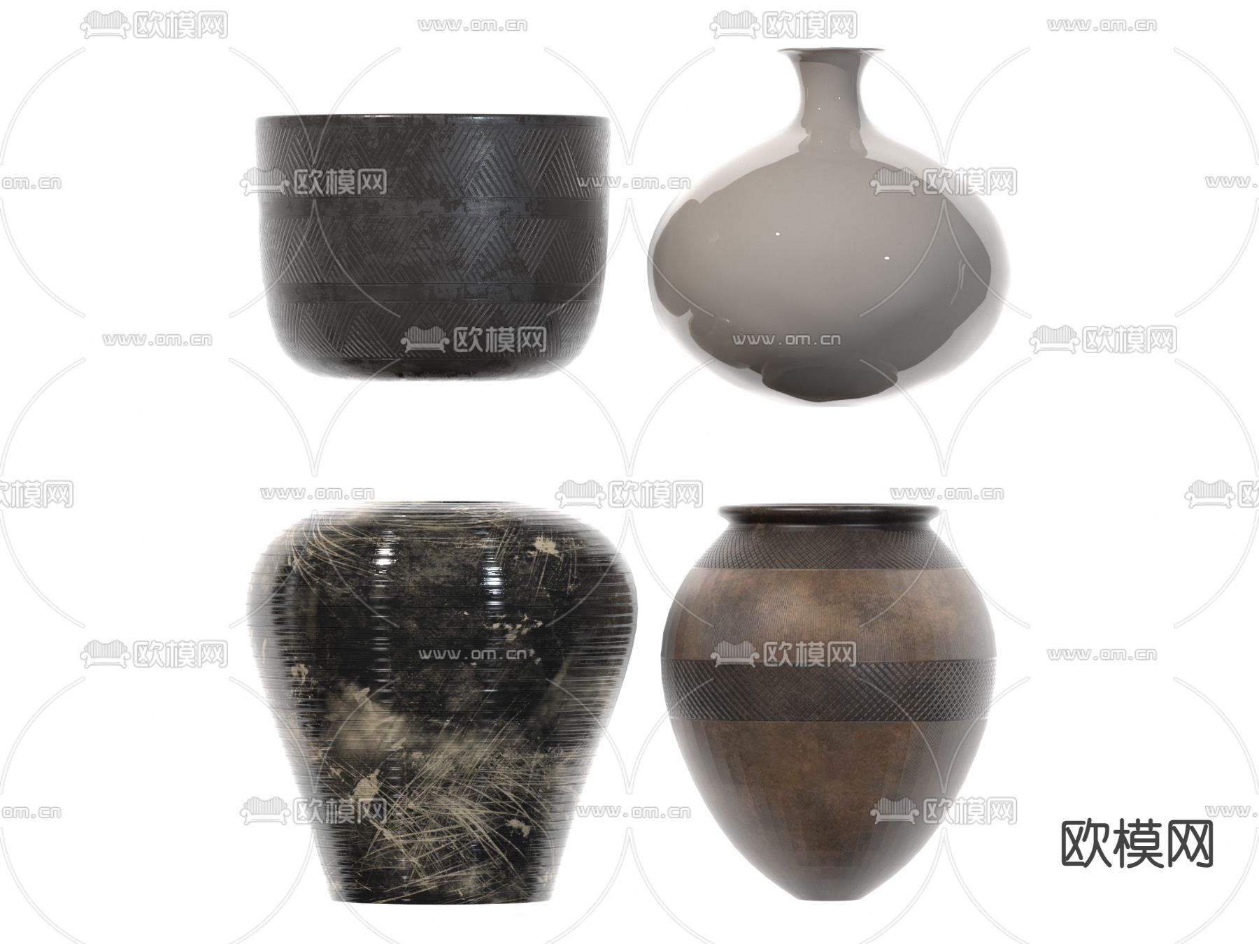 侘寂风陶瓷摆件su模型下载（渲染图1）