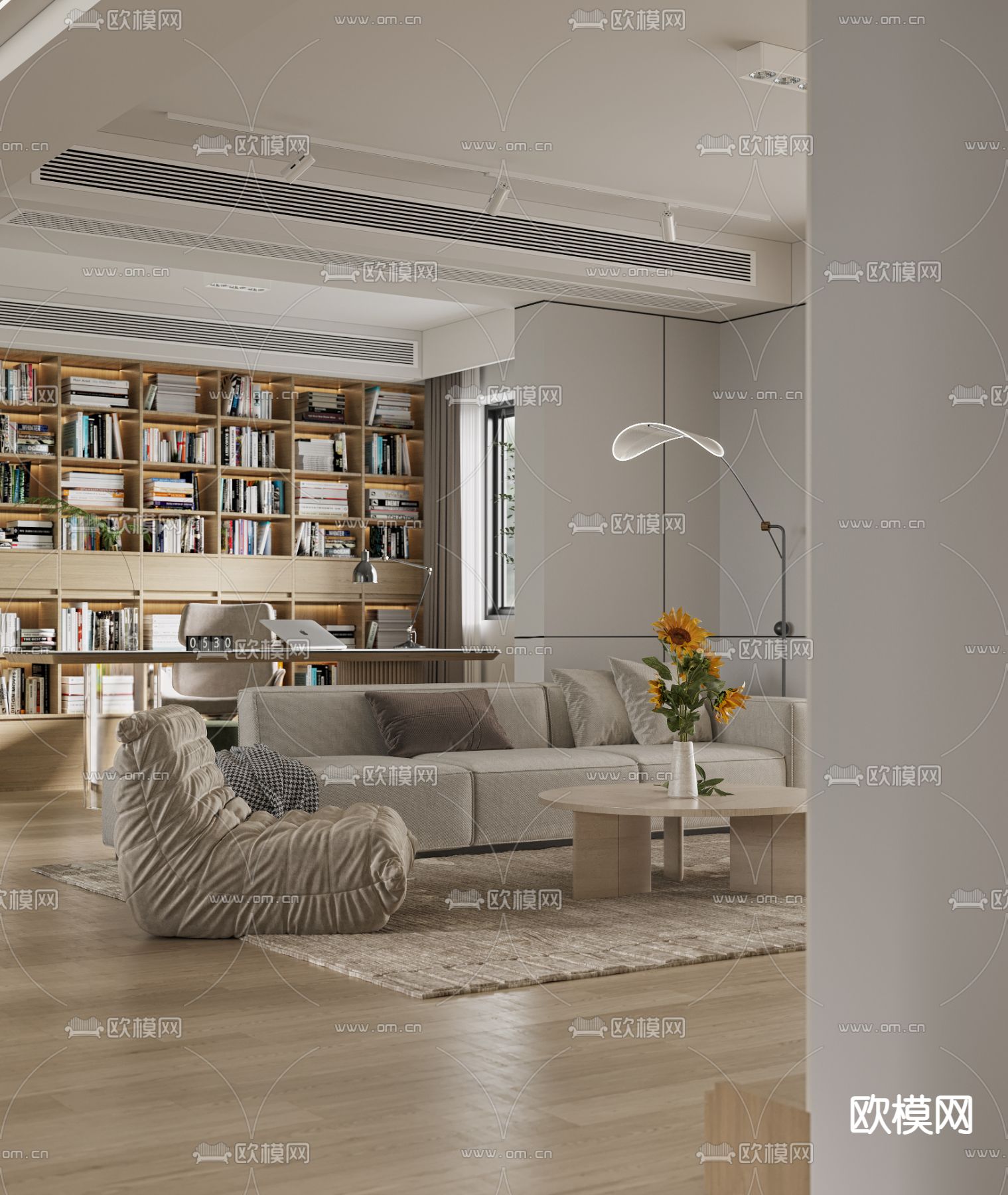 现代客餐厅3d模型下载（渲染图2）