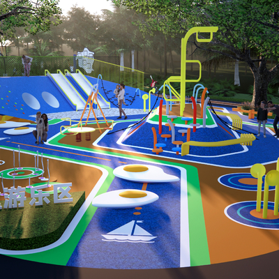  现代儿童游乐园su模型 