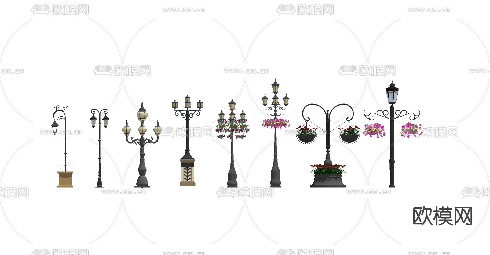 欧式路灯 户外灯su模型下载（渲染图4）