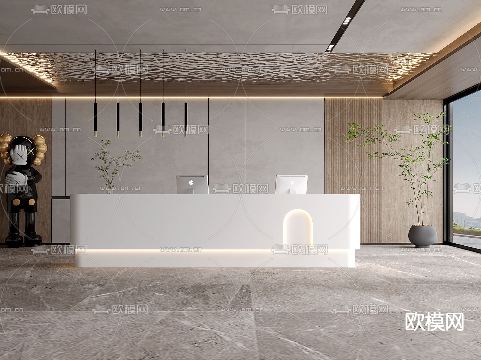 公司前台 接待台3d模型下载