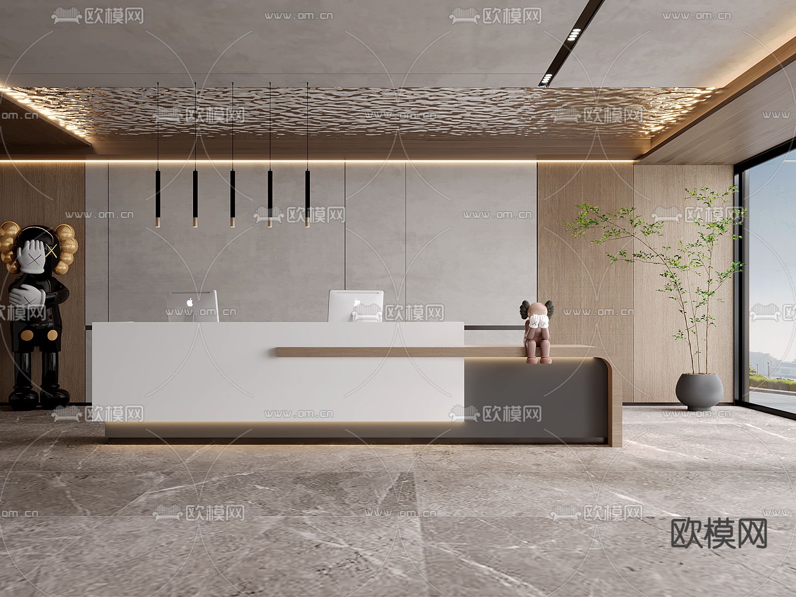 公司前台 接待台3d模型下载