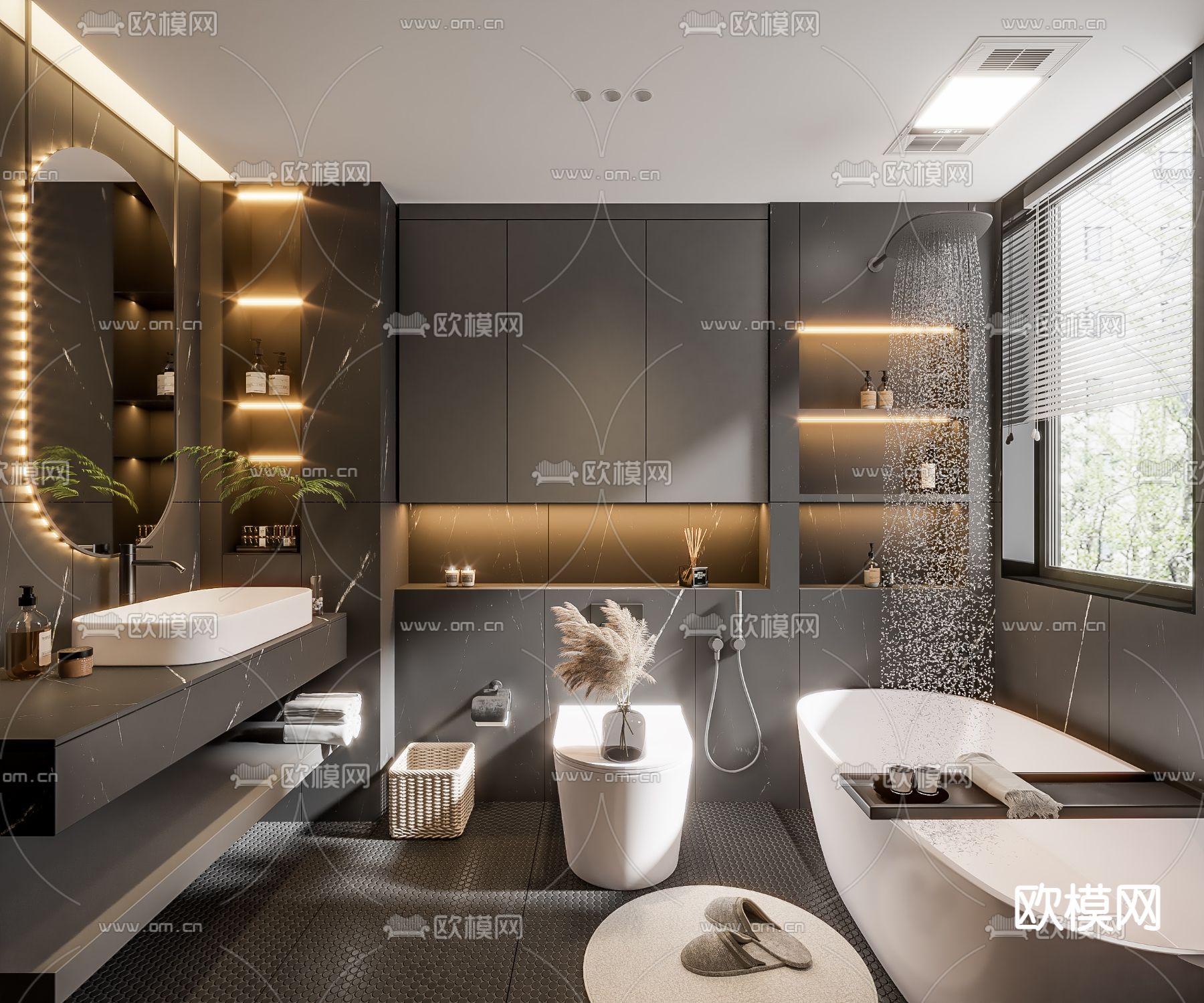 暗黑风卫生间 浴室3d模型下载