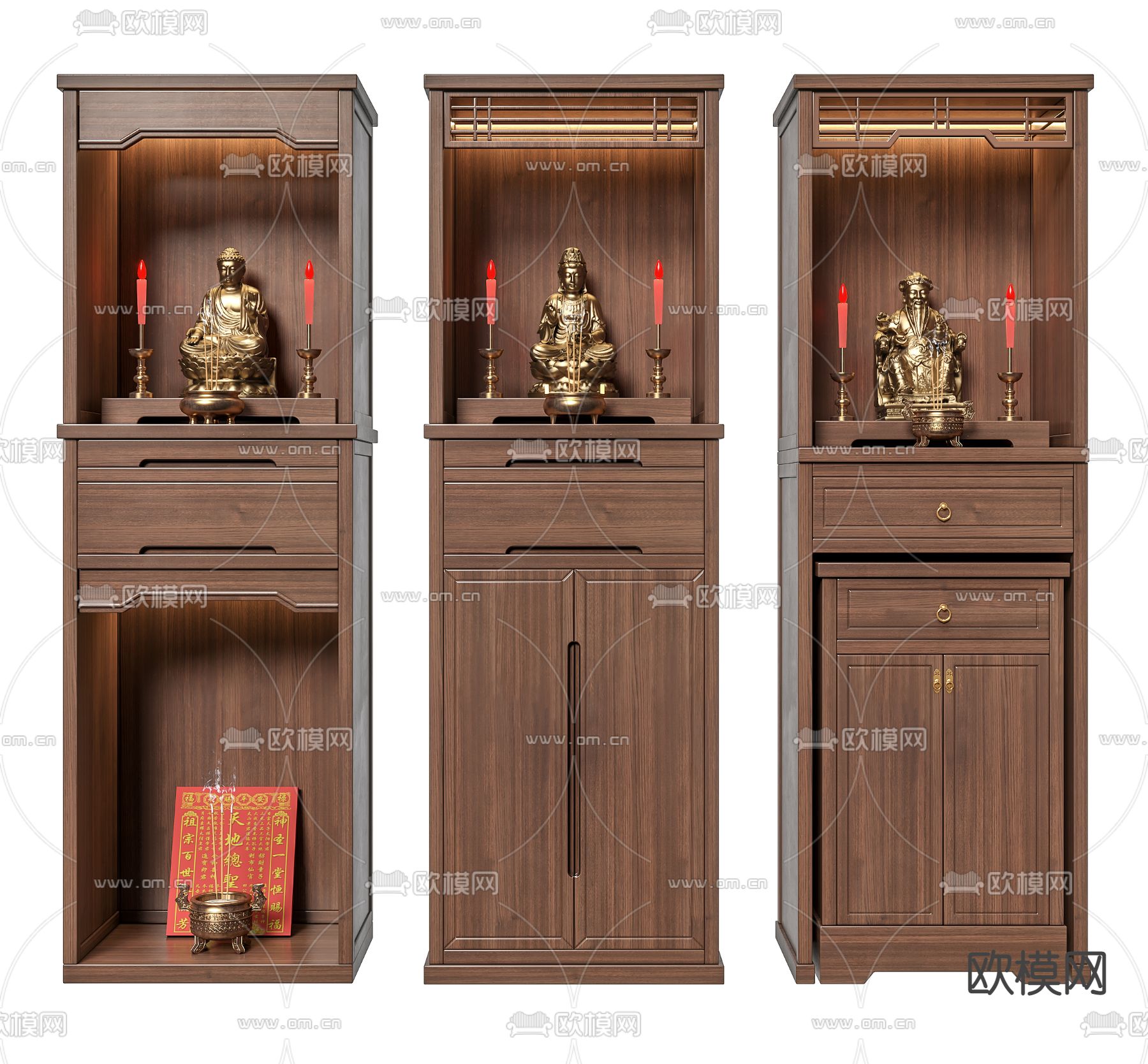 新中式神龛神台柜3d模型下载_ID12003679_3dmax免费模型-欧模网