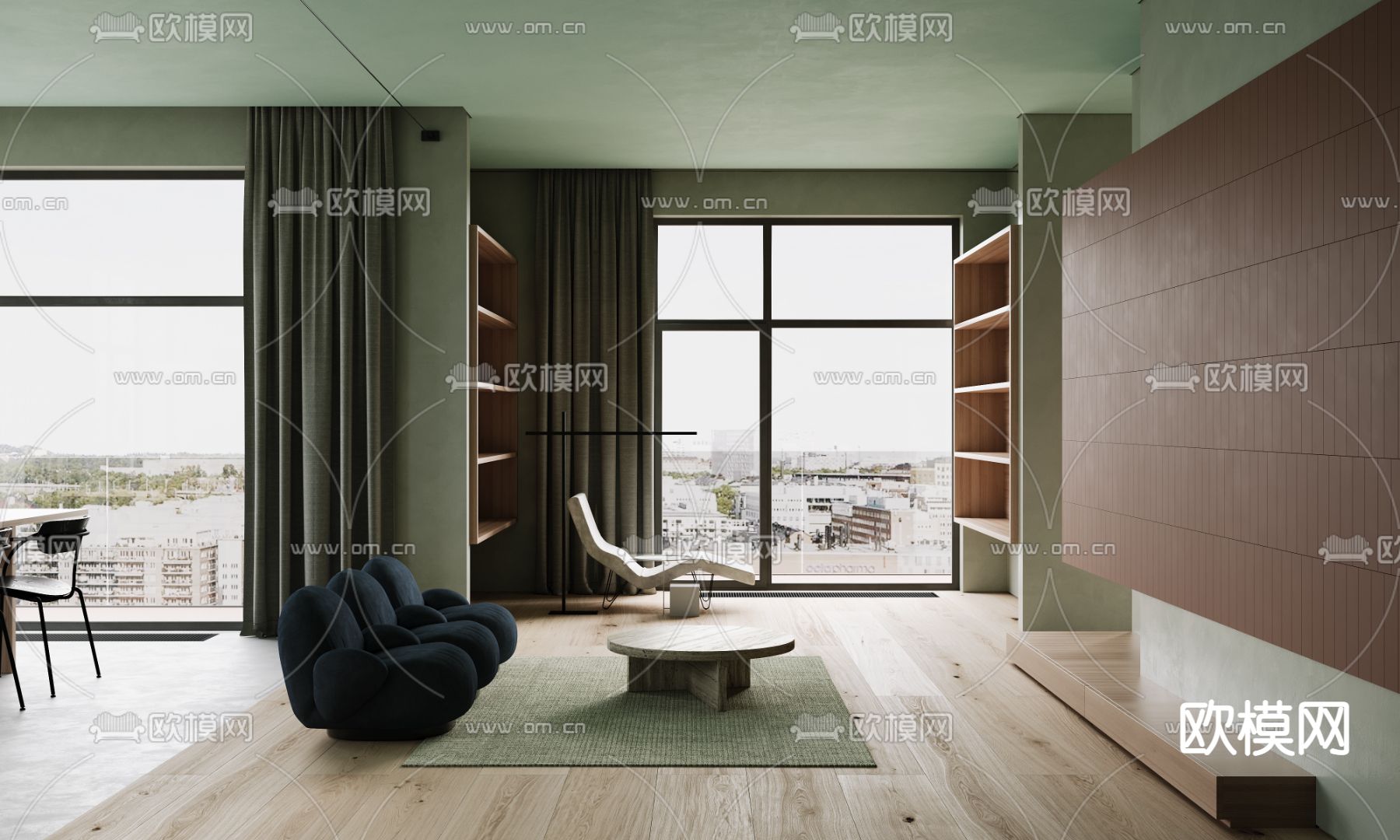 孟菲斯风客餐厅3d模型下载（渲染图2）