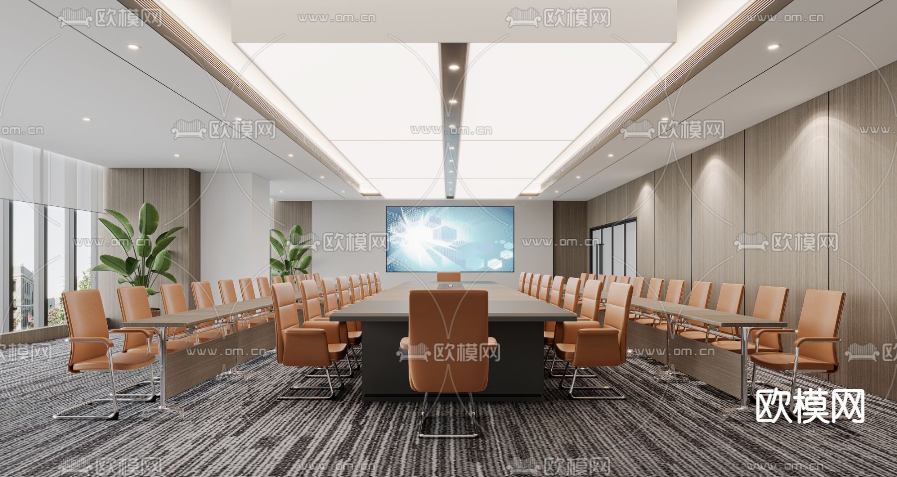 现代会议室3d模型下载
