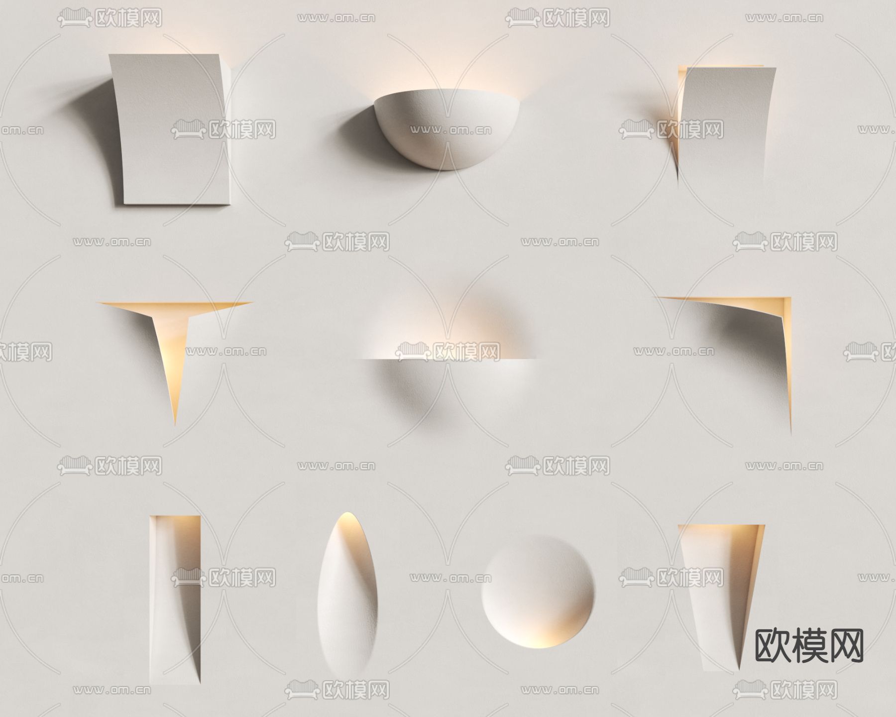 创意石膏壁灯3d模型下载（渲染图1）