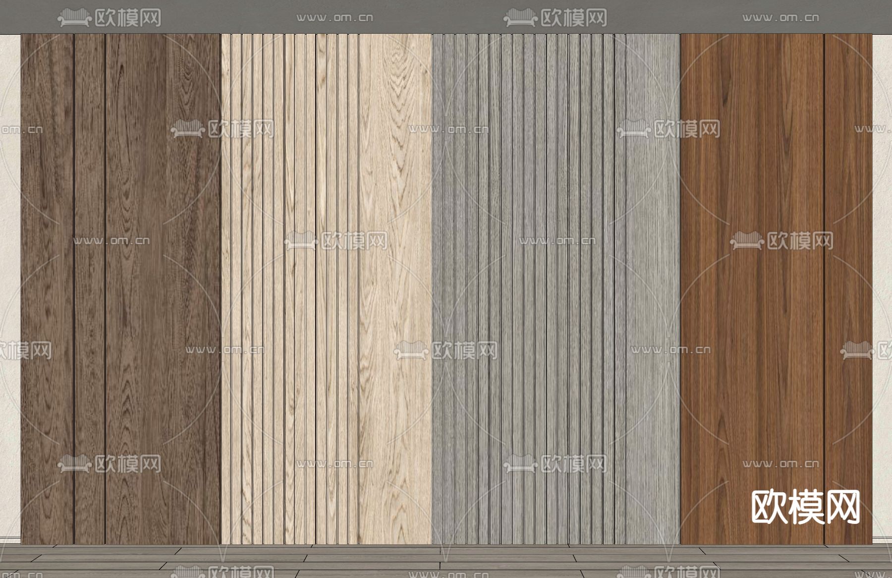 木饰面护墙板su模型