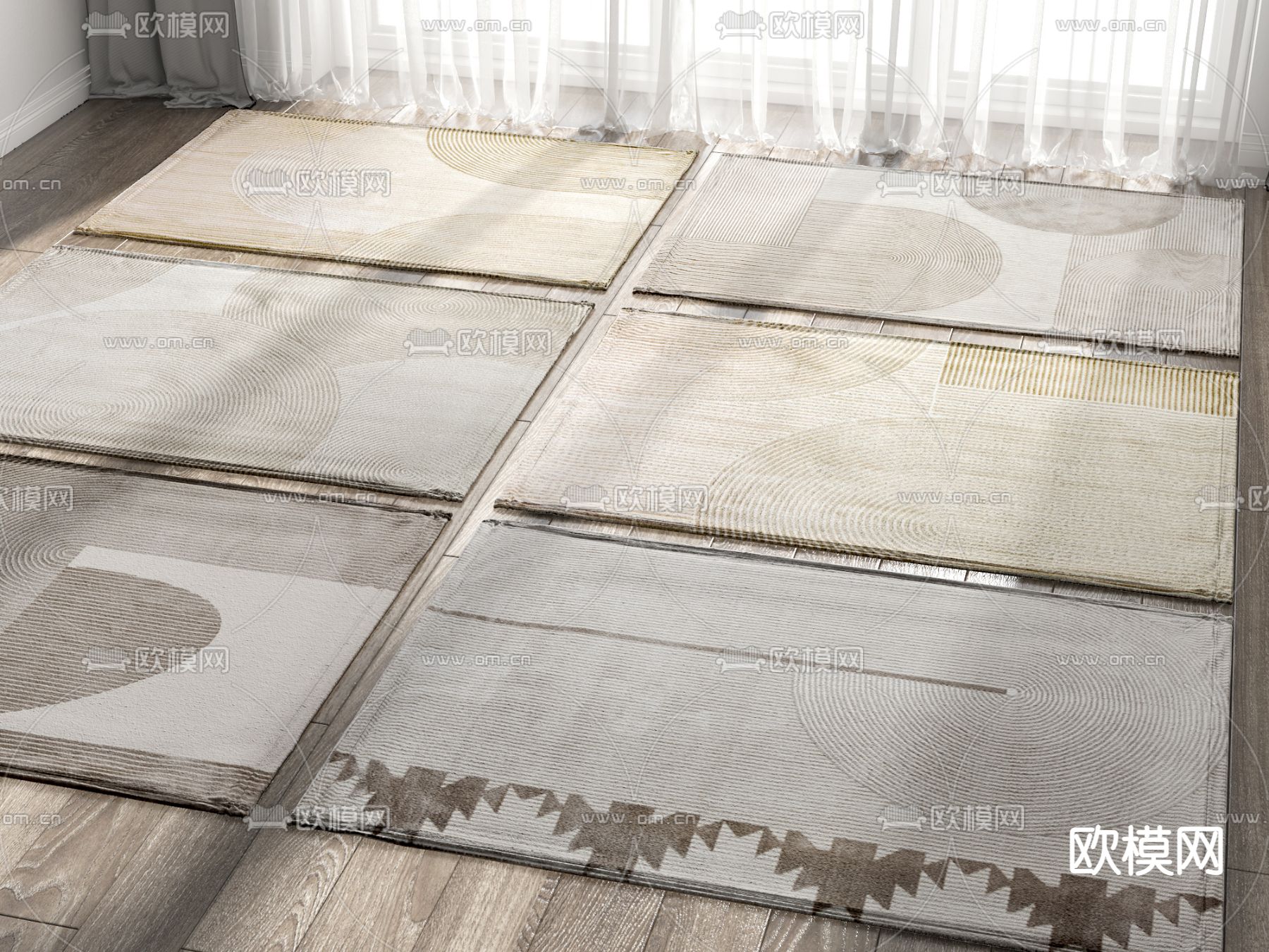 现代地毯 方毯3d模型下载
