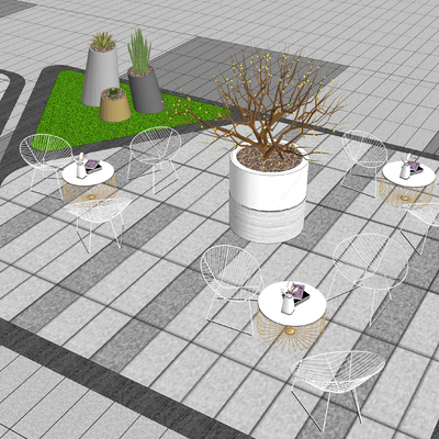  现代户外休闲座椅su模型 