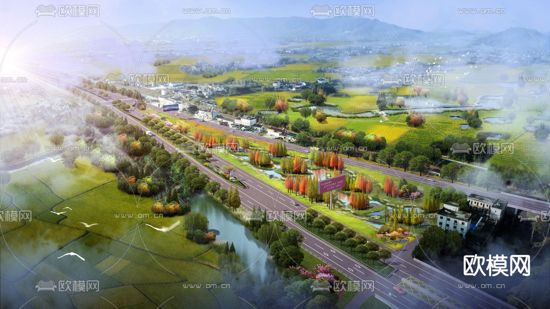 道路桥梁鸟瞰psd下载