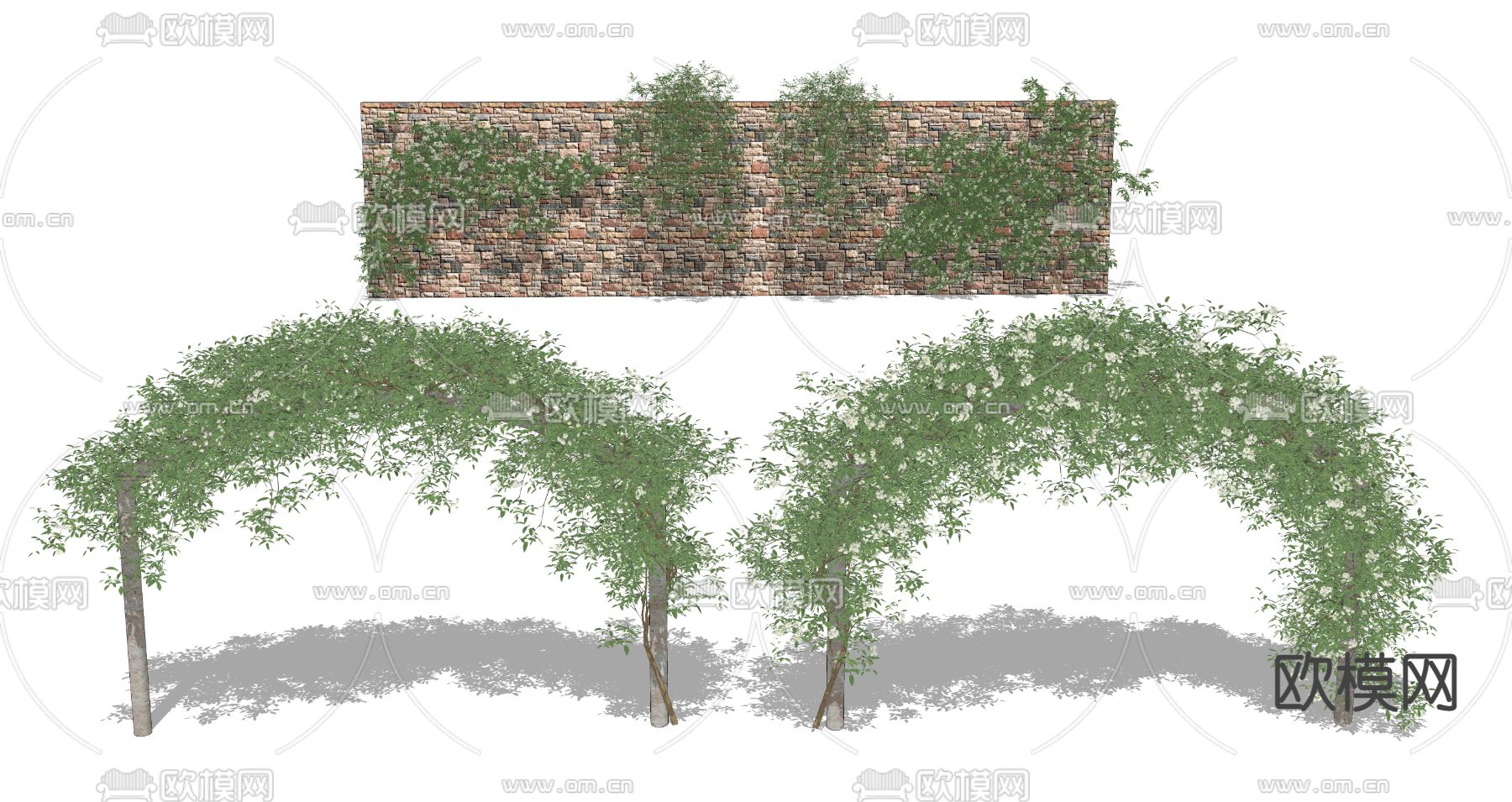 植物花架 爬藤爬山虎su模型下载（渲染图2）
