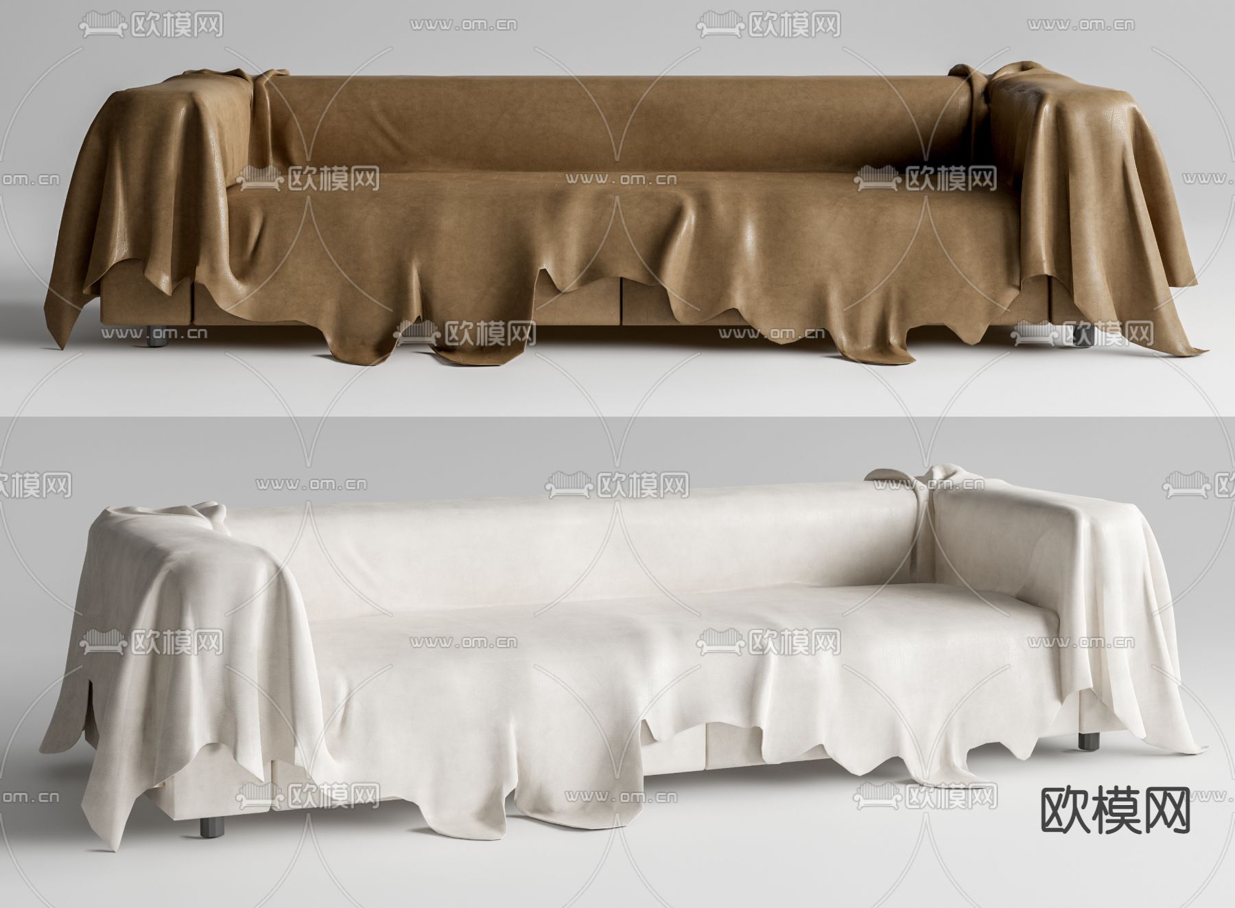 侘寂风软体沙发 双人沙发su模型