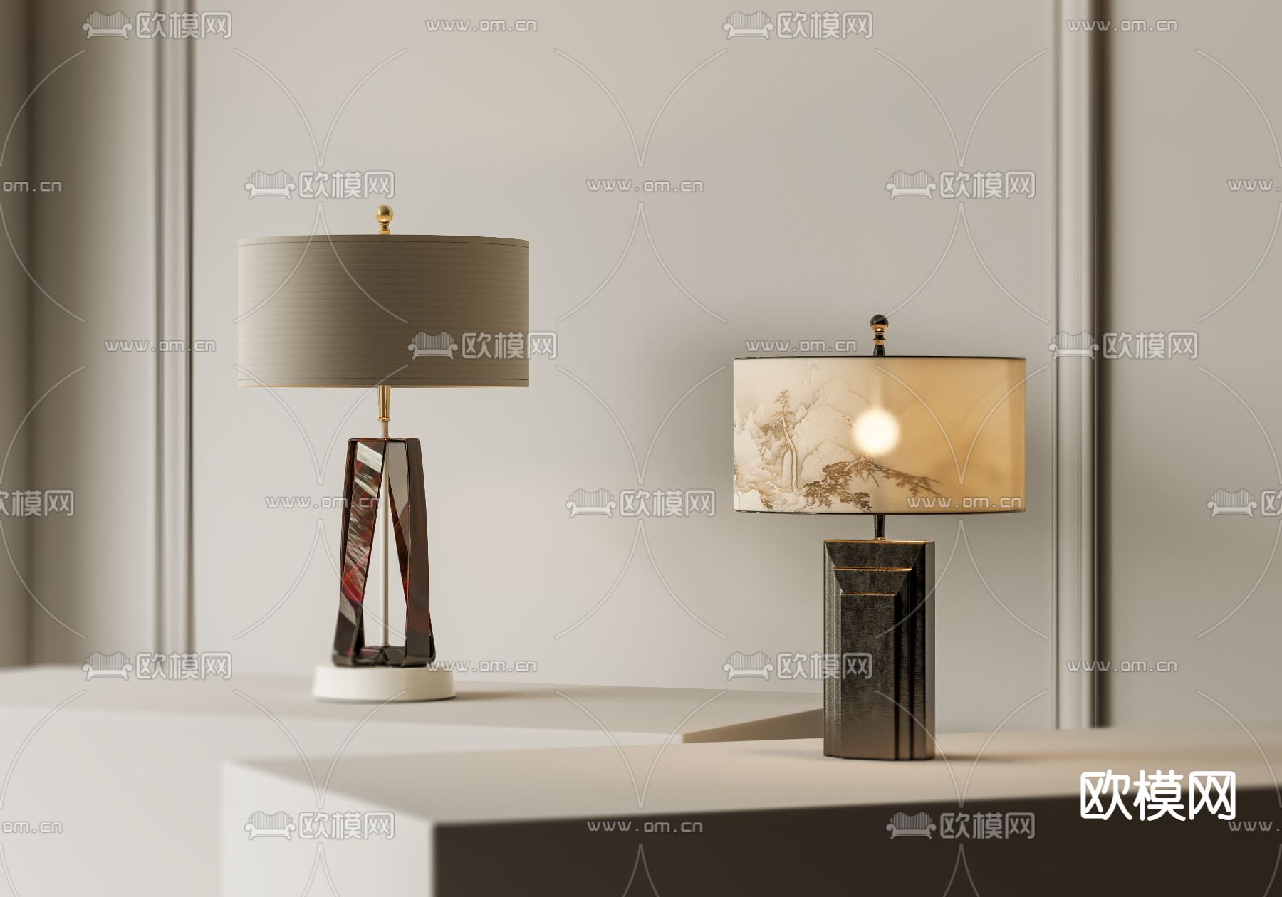 新中式台灯3d模型下载