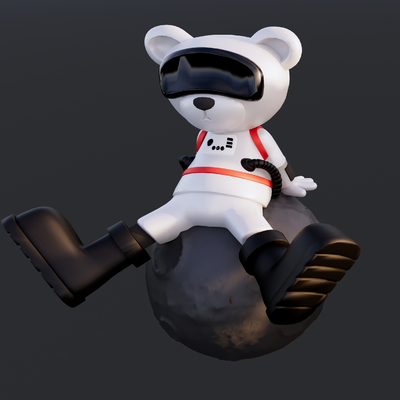  宇航员熊 太空熊 潮玩su模型 