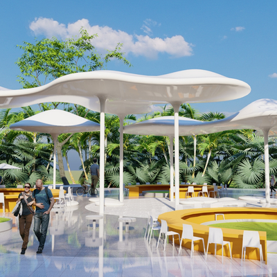 现代水滴主题廊架小品su模型