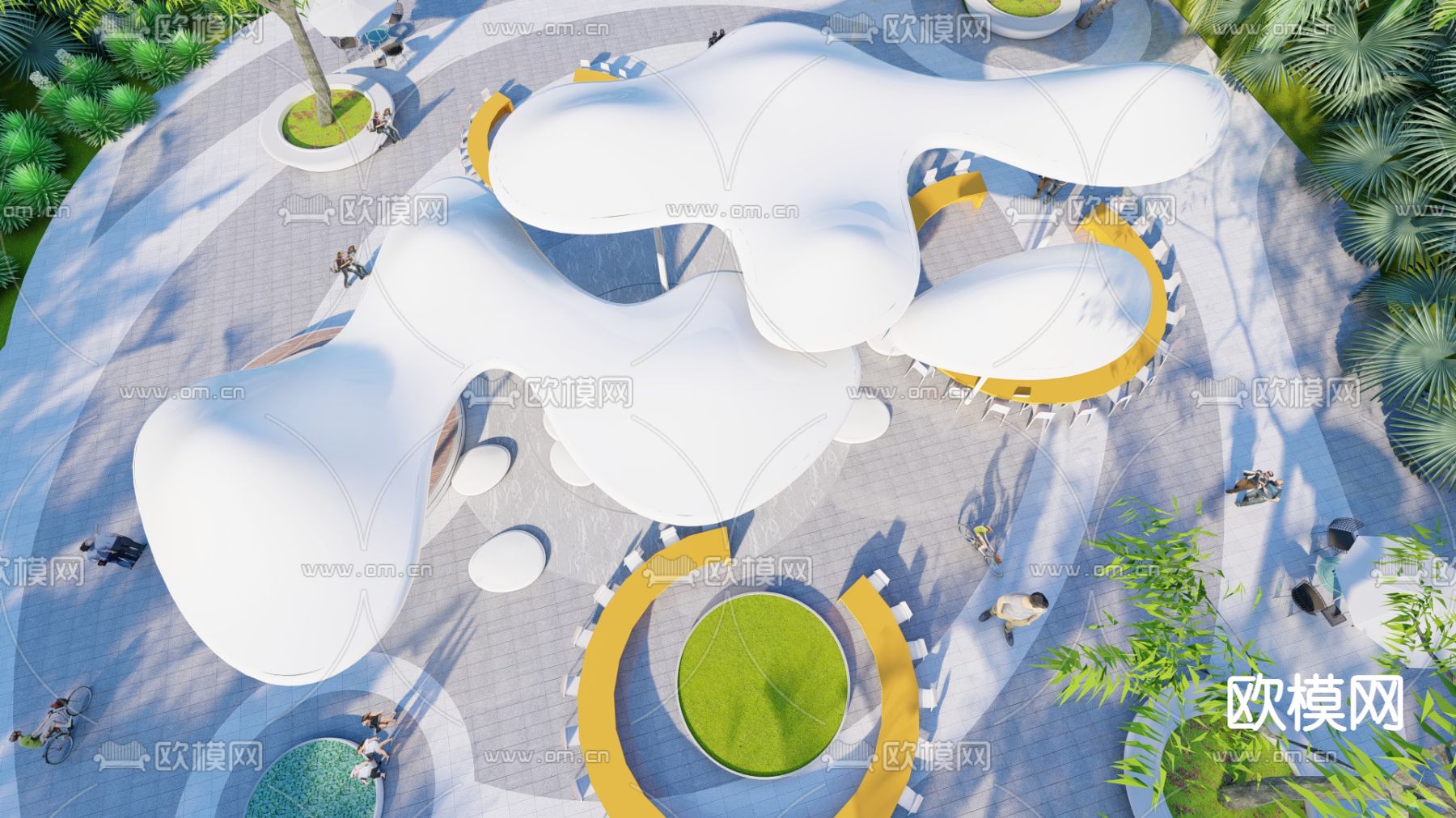 现代水滴主题廊架小品su模型