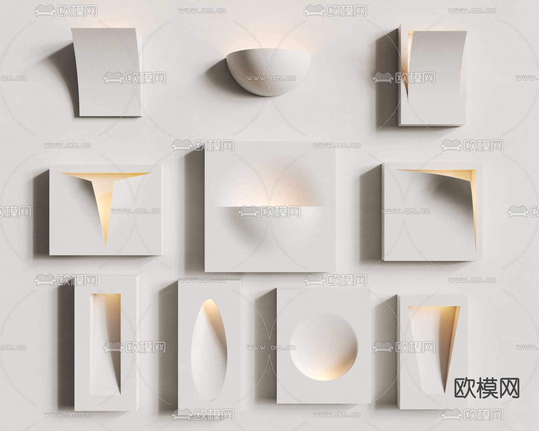 创意石膏壁灯3d模型下载（渲染图2）