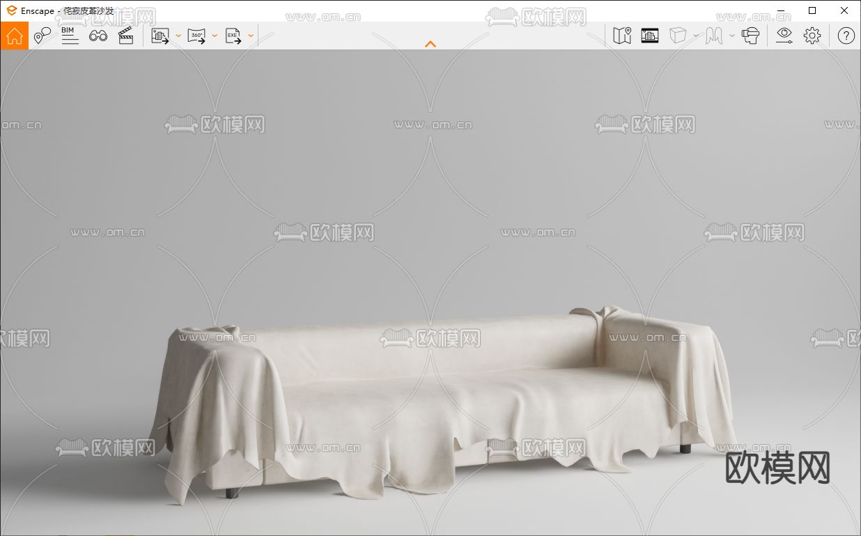 侘寂风软体沙发 双人沙发su模型