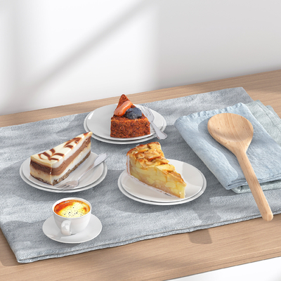  早餐 蛋糕 咖啡su模型 