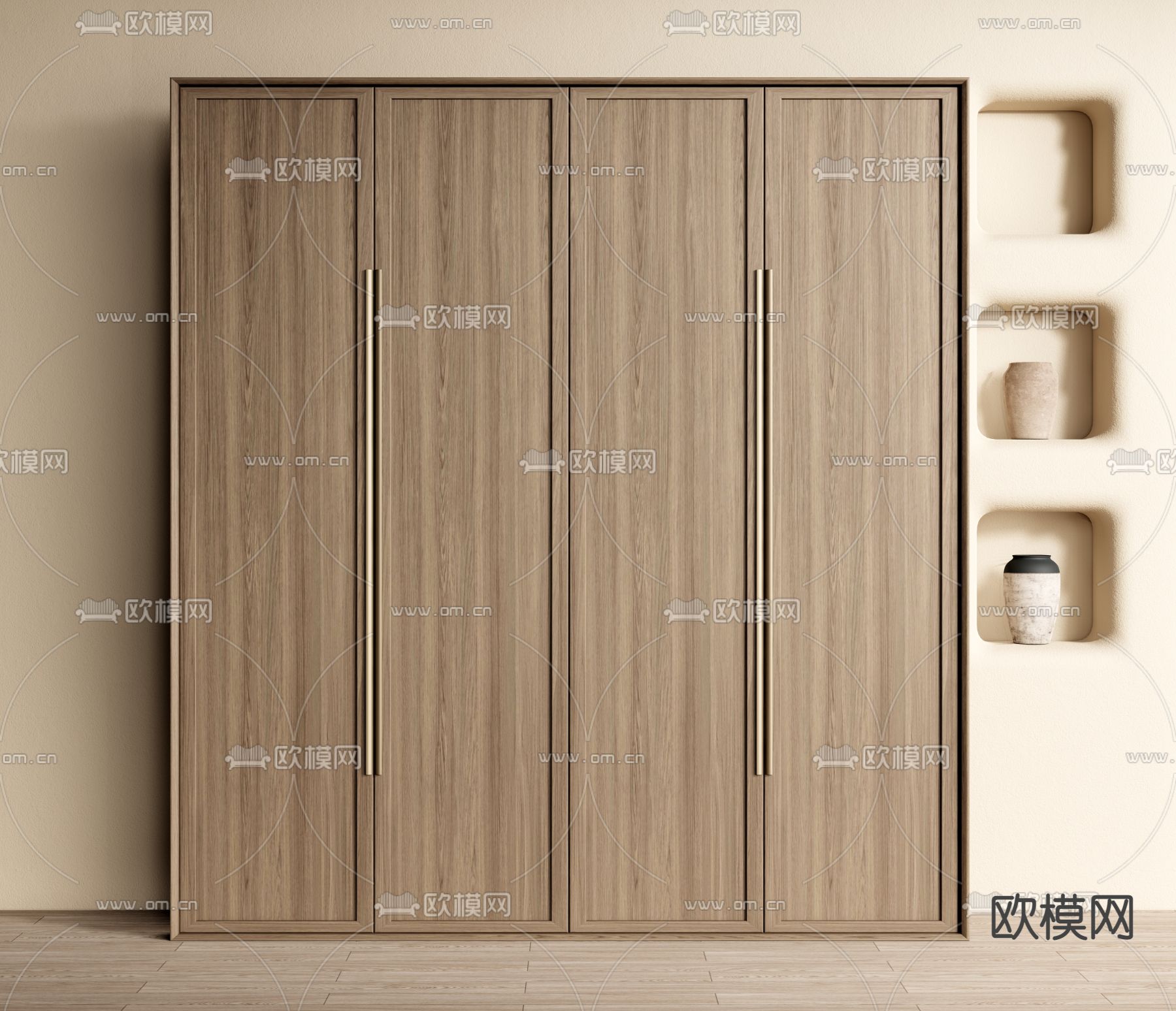 侘寂风衣柜3d模型下载
