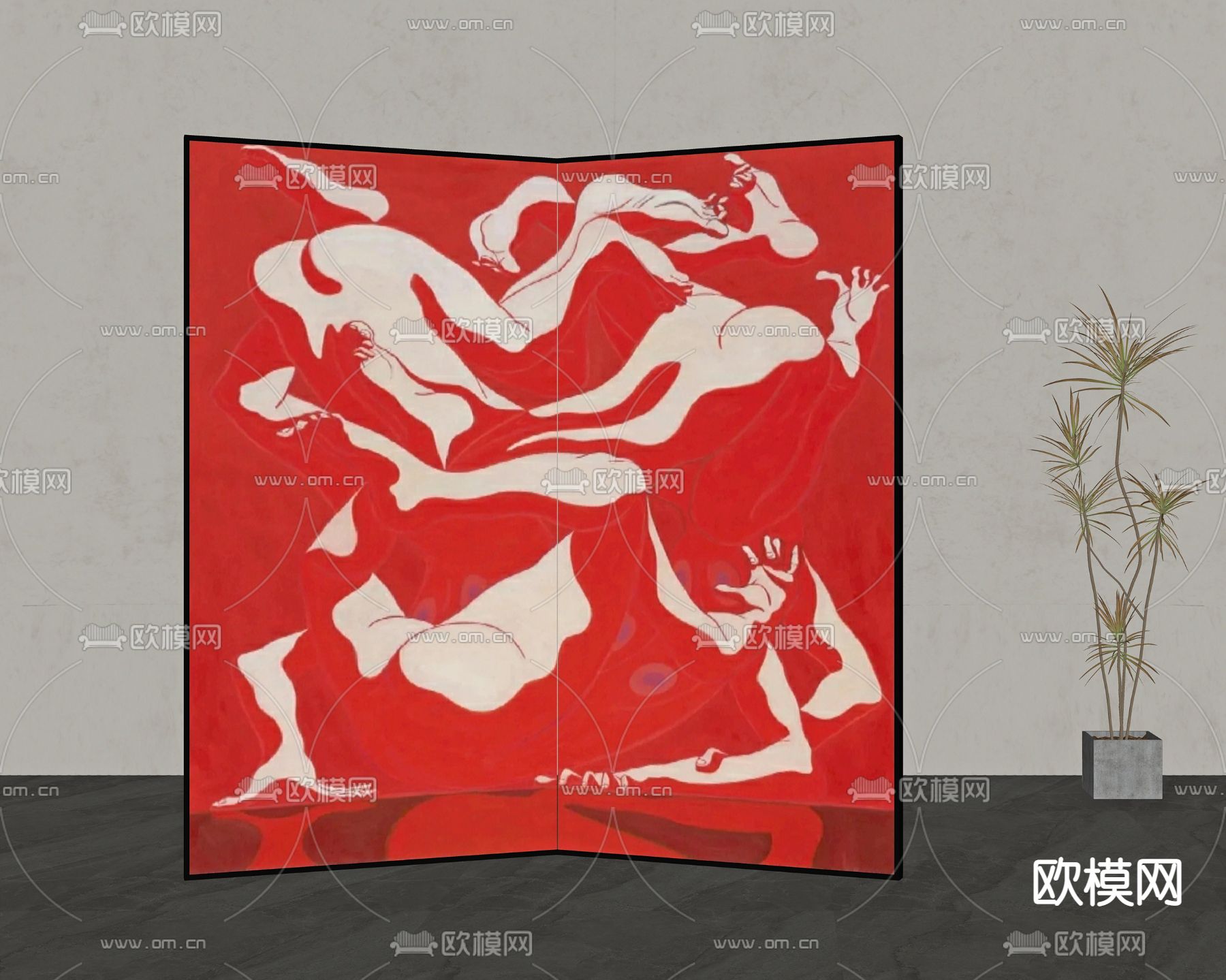 后现代可折叠屏风su模型下载（渲染图2）