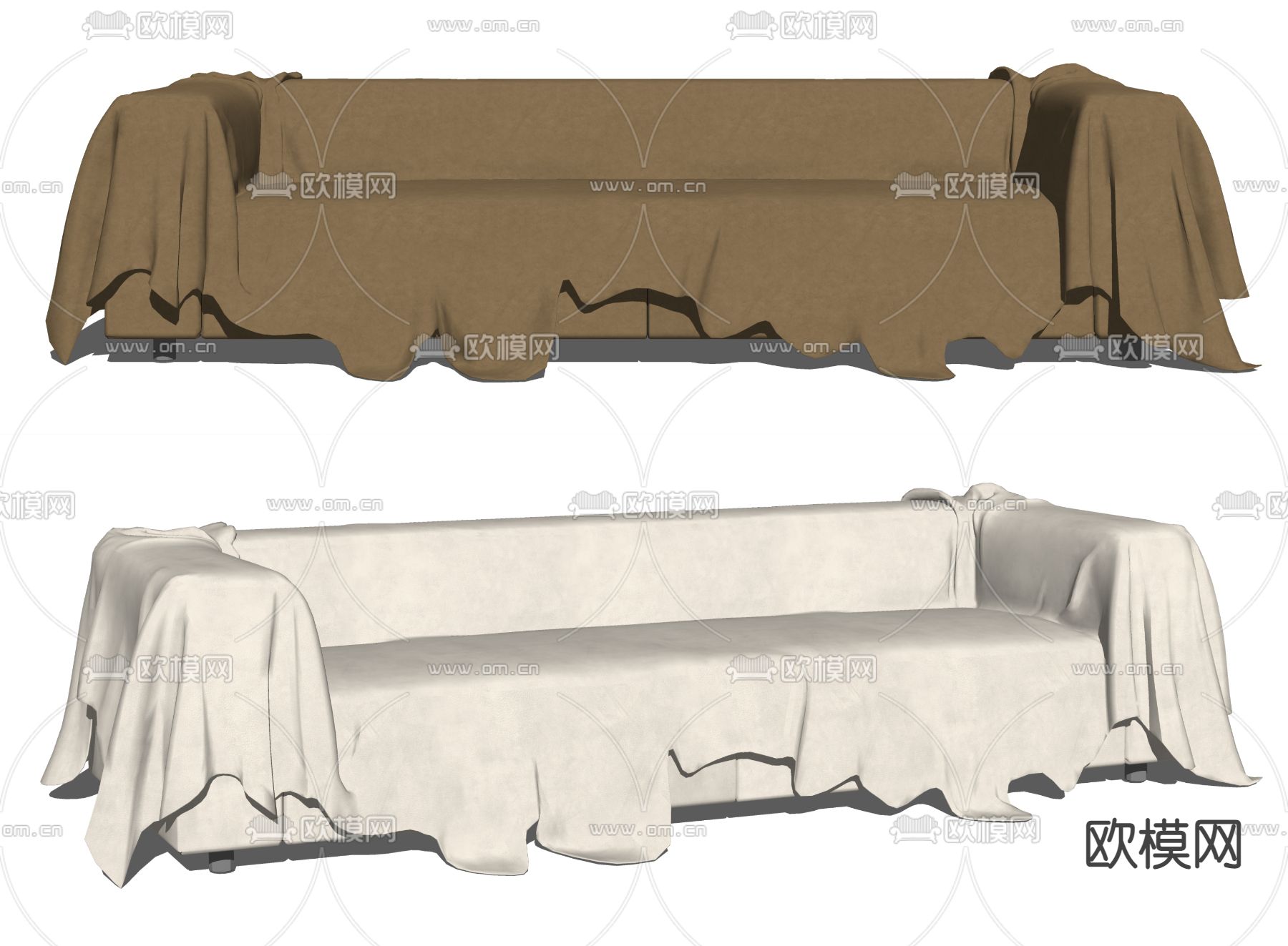 侘寂风软体沙发 双人沙发su模型