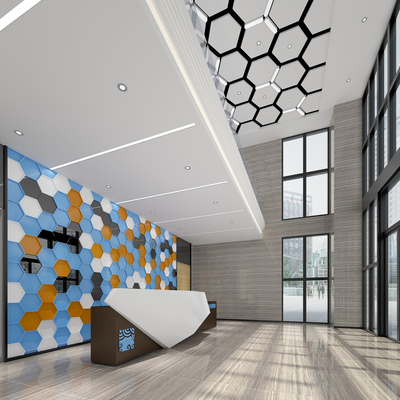  现代商务大堂su模型 