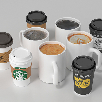  咖啡杯 马克杯 咖啡su模型 