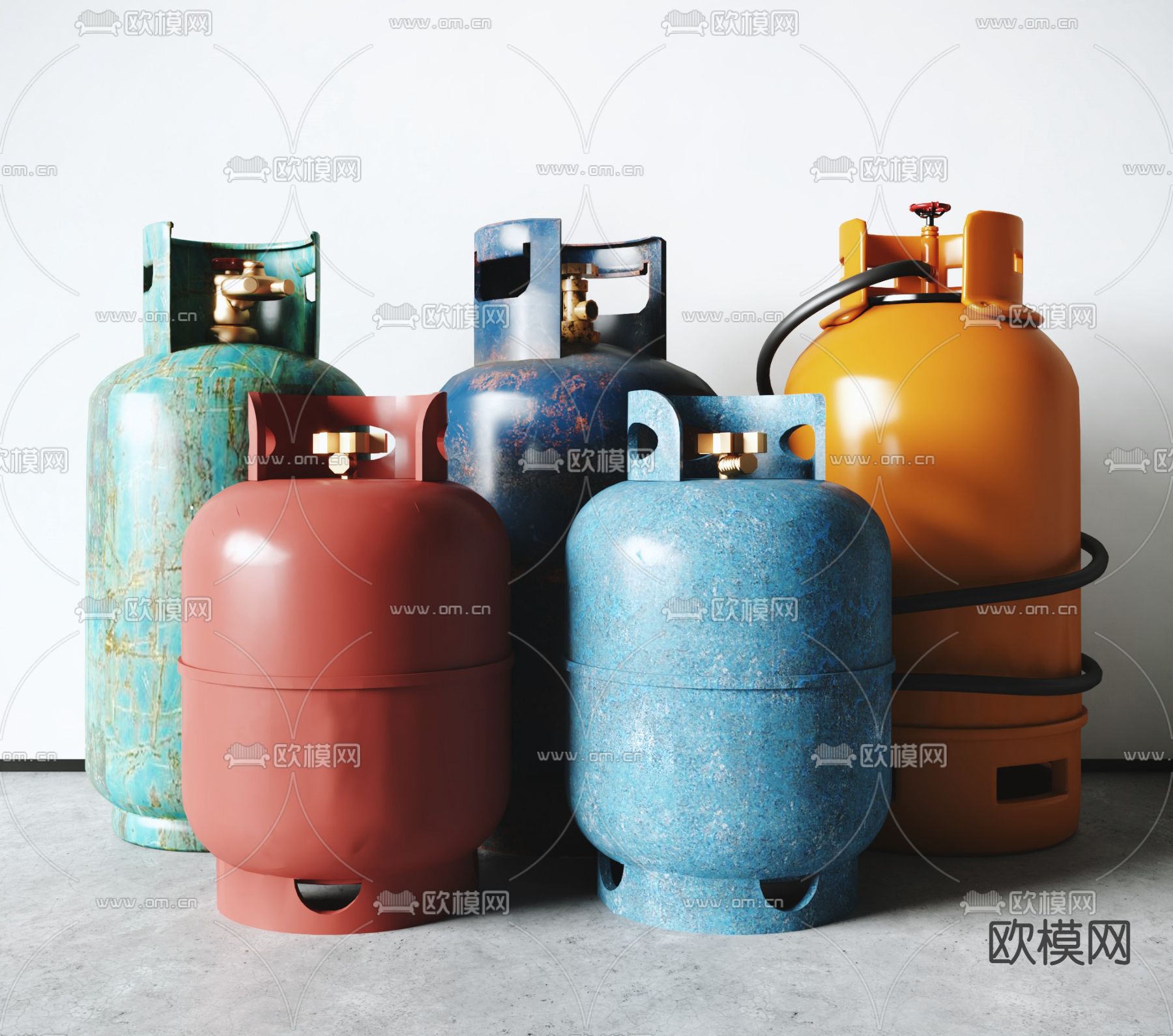 工业风煤气罐su模型下载（渲染图1）